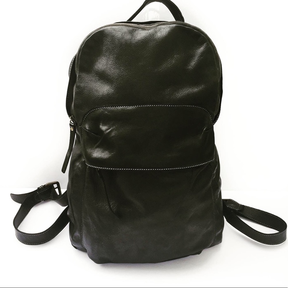 Rehard Italy-Large Italian Black Leather Backpack